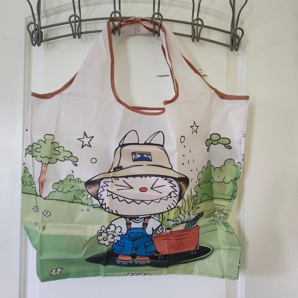 Labubu Green farmer Foldable Reusable Shopping Bag with Small Pouch – Nylon - Picture 12 of 12